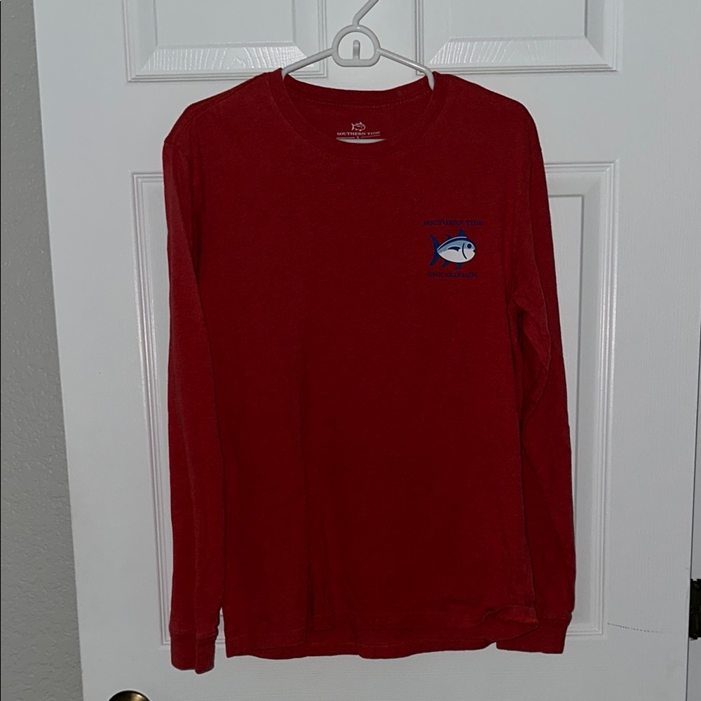 Southern Tide Red Long Sleeve Tee Casual Crewneck